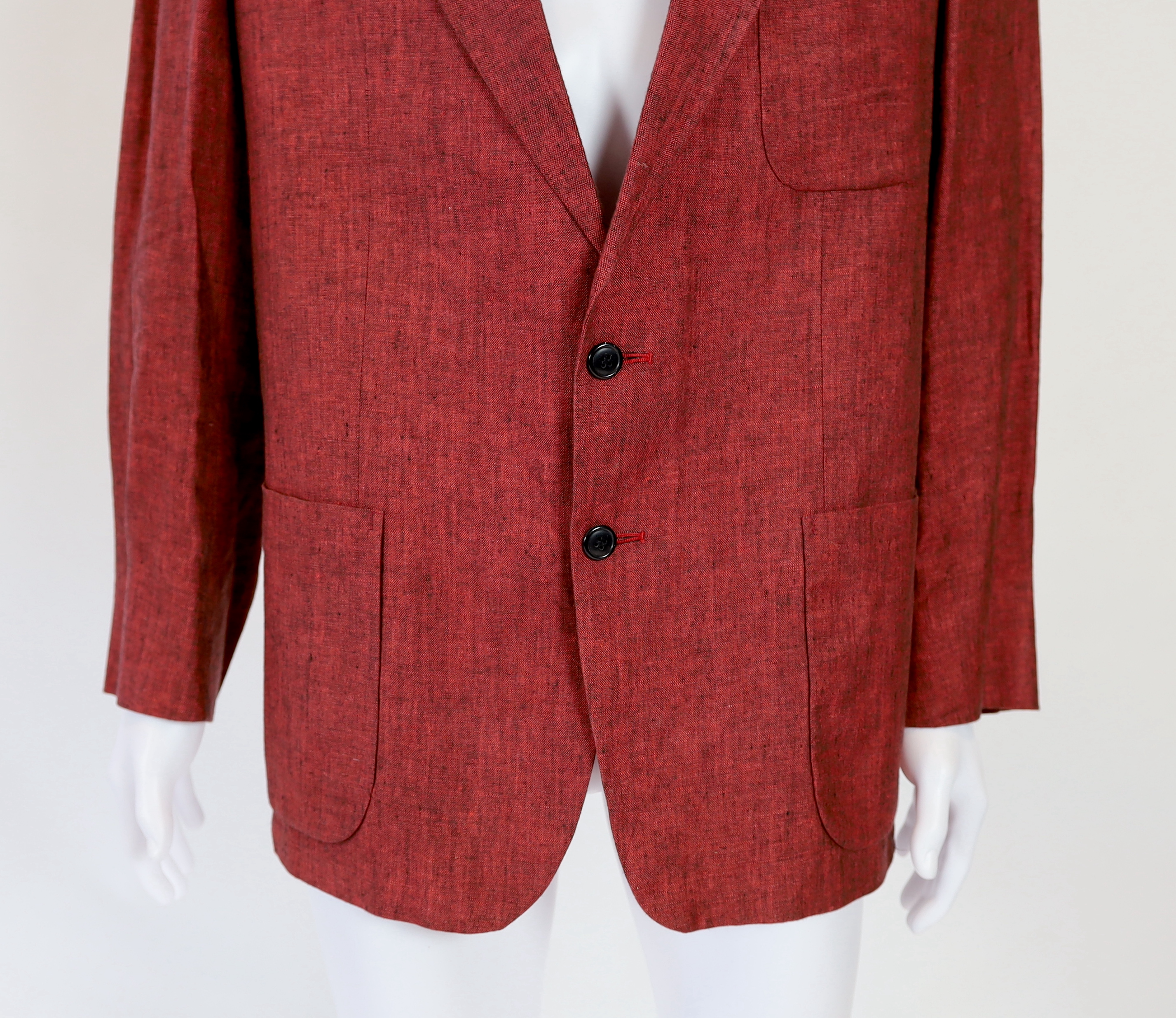 A Paul Smith gentleman's red marl linen single breasted suit, approx size 42